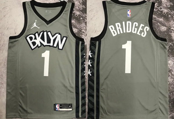 Men's Brooklyn Nets #1 Mikal Bridges Gray Stitched Basketball Jersey Men's Brooklyn Nets #1 Mikal Bridges Gray Stitched Basketball Jersey